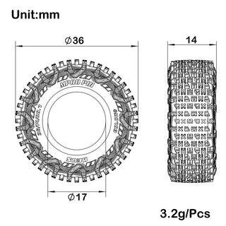 MEUS Racing 0.7-Inch Super Soft Tires for 1/30 Axial SCX30 1/32 Redcat Ascent-32