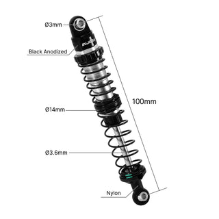 INJORA DRX Dual-Rate Spring Oil Shocks for 1/10 RC Crawlers, 80mm / 90mm / 100mm / 110mm / 120mm