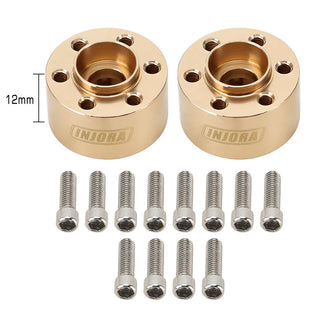 INJORA 12mm Heavy Brass Wheel Hex Hub Extenders Adapters for 1.9 2.2 Beadlock Wheel Rims