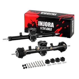 INJORA +4mm Extended Aluminum Front Rear Axles Set for Axial SCX24 Upgrades