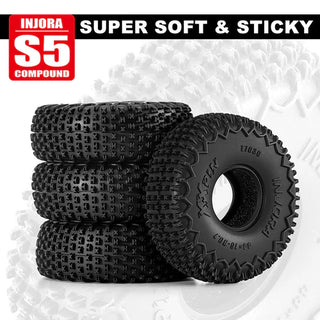 INJORA 0.7" 44*16mm XHX Pin Tires for 1/30 1/32 RC Crawlers (T7030)