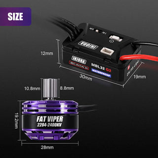 INJORA MBL32 G2 Waterproof Brushless ESC & 2204 Fat Viper Motor for 1/24 SCX24