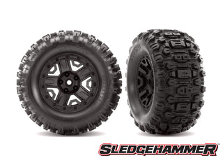 5-Spoke 2.8" Black Wheels & Sledgehammer Tires (2) #6792