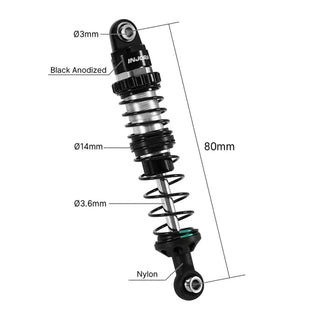 INJORA DRX Dual-Rate Spring Oil Shocks for 1/10 RC Crawlers, 80mm / 90mm / 100mm / 110mm / 120mm