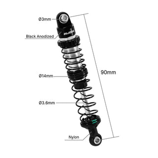INJORA DRX Dual-Rate Spring Oil Shocks for 1/10 RC Crawlers, 80mm / 90mm / 100mm / 110mm / 120mm