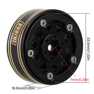 INJORA 1.3" 81g/pcs Super Heavy Brass Beadlock Wheels for 1/24 1/18 RC Crawler (W130