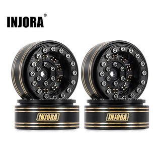 INJORA 1.3" 81g/pcs Super Heavy Brass Beadlock Wheels for 1/24 1/18 RC Crawler (W130