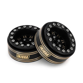 INJORA 1.3" 81g/pcs Super Heavy Brass Beadlock Wheels for 1/24 1/18 RC Crawler (W130