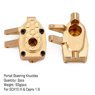 INJORA Heavy Duty Brass Portal Steering Knuckle for Axial SCX10 III Capra 1.