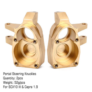INJORA Heavy Duty Brass Portal Steering Knuckle for Axial SCX10 III Capra 1.