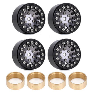 INJORA 1.0" 12-Spokes Beadlock Aluminum Wheel Rims for 1/24 RC Crawlers (4) (W1049)
