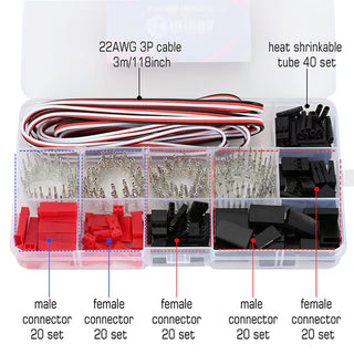 INJORA Servo Plug Male Female JST JR Connector Crimp Pin Wire Set for RC Car Boat Model