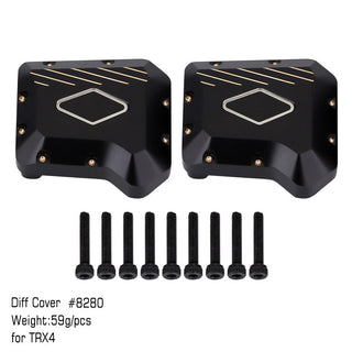 INJORA TRX4-8280BK black brass differential covers Type A front view