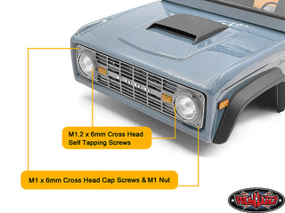 Front Grille and Lenses for Axial SCX10 III Early Ford Bronco (Gray)