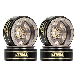 INJORA 1.0 Plus 6-Spoke Brass Beadlock Wheels 43g/pcs offset -3.75mm for 1/18 1/24 RC Crawler (4) (W1103)