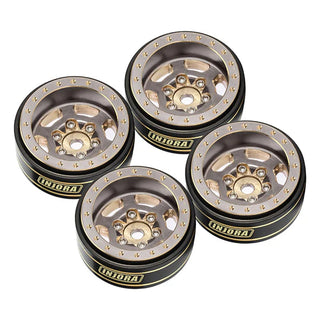 INJORA 1.0 Plus 6-Spoke Brass Beadlock Wheels 43g/pcs offset -3.75mm for 1/18 1/24 RC Crawler (4) (W1103)
