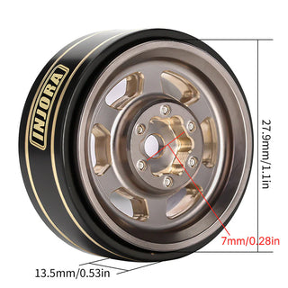 INJORA 1.0 Plus 6-Spoke Brass Beadlock Wheels 43g/pcs offset -3.75mm for 1/18 1/24 RC Crawler (4) (W1103)