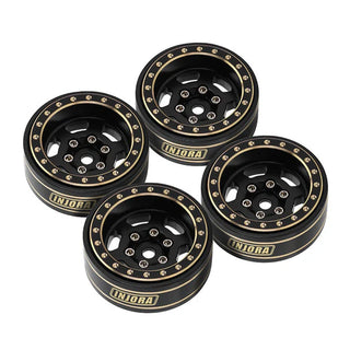 INJORA 1.0 Plus 6-Spoke Brass Beadlock Wheels 43g/pcs offset -3.75mm for 1/18 1/24 RC Crawler (4) (W1103)
