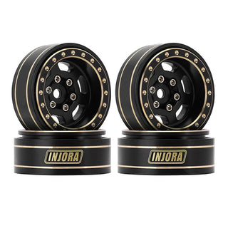 INJORA 1.0 Plus 6-Spoke Brass Beadlock Wheels 43g/pcs offset -3.75mm for 1/18 1/24 RC Crawler (4) (W1103)