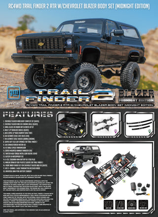RC4WD Trail Finder 2 RTR w/Chevrolet Blazer Body Set (Midnight Edition)