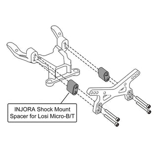 INJORA Carbon Fiber Shock Towers with Shock Mount Spacer for Losi Micro-B Micro-T