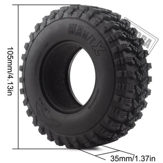 INJORA 4PCS 1.9" 105*35mm Rubber Voodoo KLR Tires for 1/10 RC Crawler