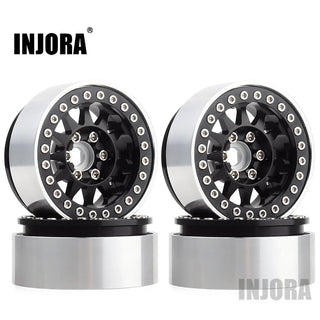 INJORA 4PCS 1.9" 12-spoke Metal Beadlock Wheel Rims for 1/10 RC Crawler