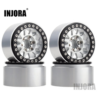 INJORA 4PCS 1.9" 12-spoke Metal Beadlock Wheel Rims for 1/10 RC Crawler