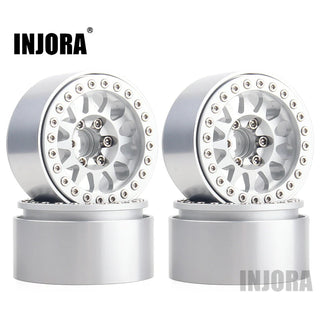 INJORA 4PCS 1.9" 12-spoke Metal Beadlock Wheel Rims for 1/10 RC Crawler