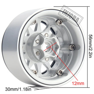 INJORA 4PCS 1.9" 12-spoke Metal Beadlock Wheel Rims for 1/10 RC Crawler