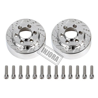 INJORA 2PCS Silver Anodized Brass Brake Disc Weights for 1.9" Wheels