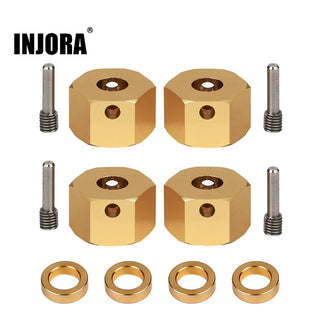 INJORA 4PCS 12mm Heavy Brass Wheel Hex Hub Extenders for Axial SCX10 III Capra 1.9 UTB