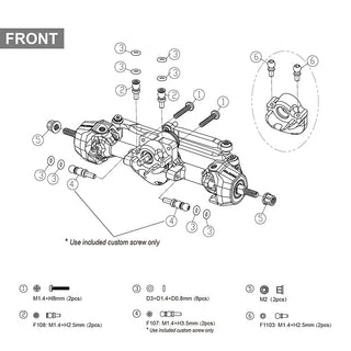 INJORA +3mm Planet Axles with Brass Steering Knuckles for 1/30 SCX30