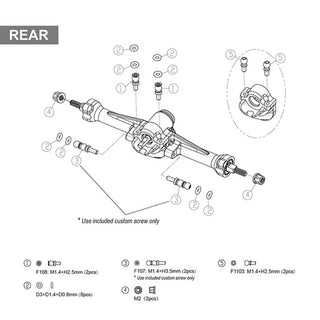 INJORA +3mm Planet Axles with Brass Steering Knuckles for 1/30 SCX30