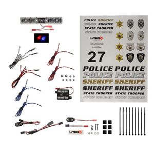 Police Deluxe Light Bar Kit, Police Basic + Police Interceptor Flasher and Police Decals